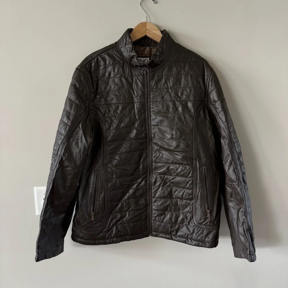 Pino by Pinoporte Dino Lambskin Leather Quilted Bomber Jacket - Dark Brown
